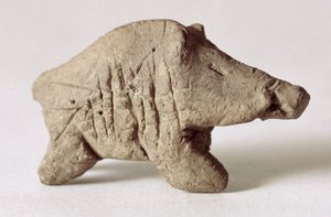 Figur af en lille orne, fra Tappeh Sarab, Iran, ca. 6. årtusinde f.Kr. (ler) af Prehistoric